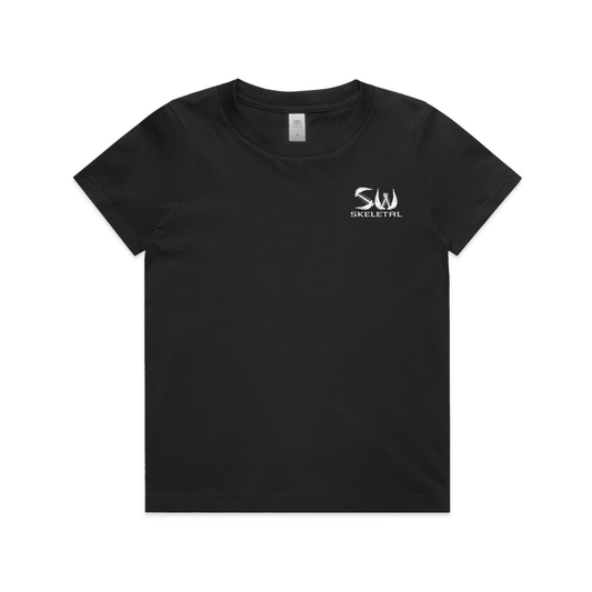 Youth Black T-Shirt - White Skeletal