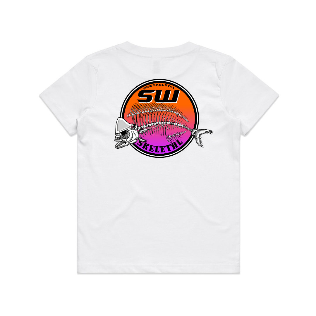 Youth White T-Shirt - Round Logo Design