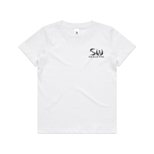 Youth White T-Shirt - Black Skeletal