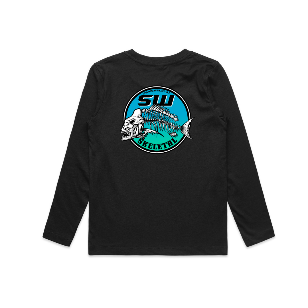 Youth Black Long Sleeve T-Shirt - Round Logo Design