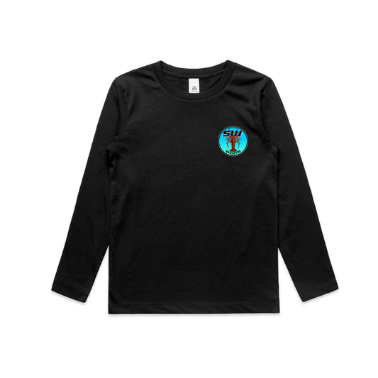 Youth Black Long Sleeve T-Shirt - Round Logo Design