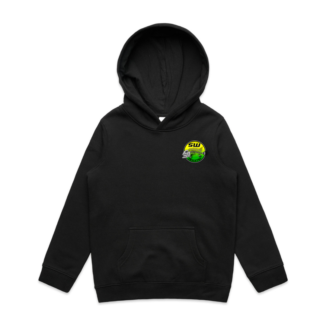 Youth Black Hoodie - Neon