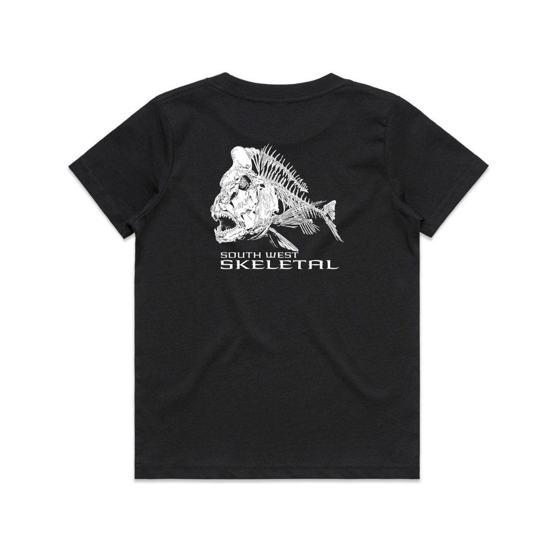Youth Black T-Shirt - White Skeletal