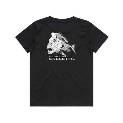 Youth Black T-Shirt - White Skeletal