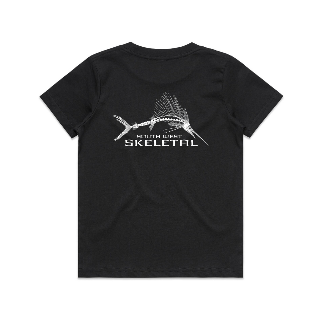 Youth Black T-Shirt - White Skeletal