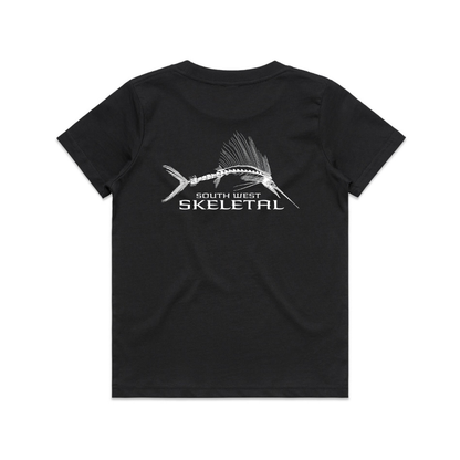 Youth Black T-Shirt - White Skeletal