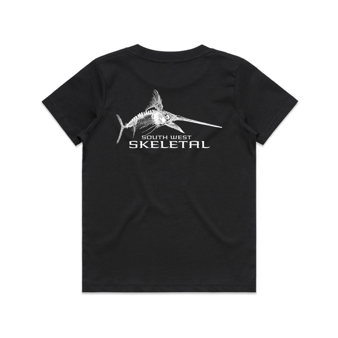 Youth Black T-Shirt - White Skeletal