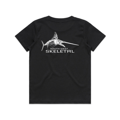 Youth Black T-Shirt - White Skeletal