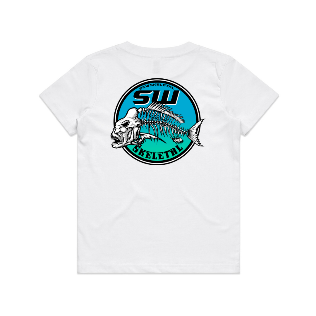 Youth White T-Shirt - Round Logo Design