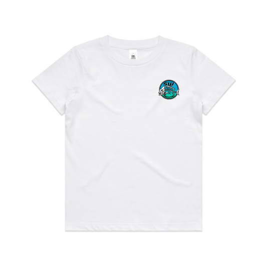 Youth White T-Shirt - Round Logo Design