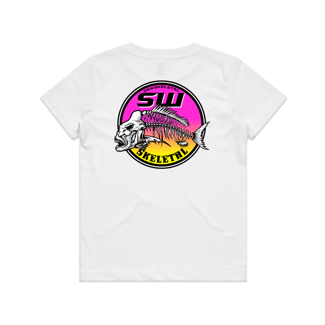Youth White T-Shirt - Round Logo Design