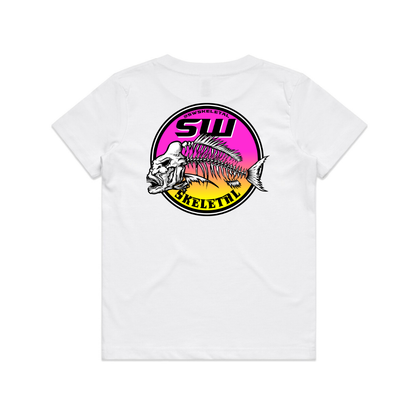 Youth White T-Shirt - Round Logo Design
