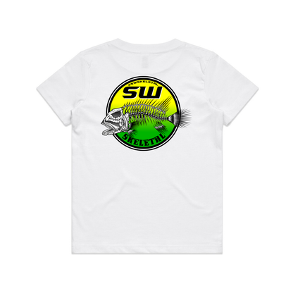 Youth White T-Shirt - Round Logo Design