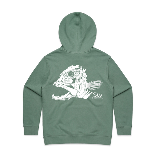 Women's Sage Green Hoodie - Skeletal
