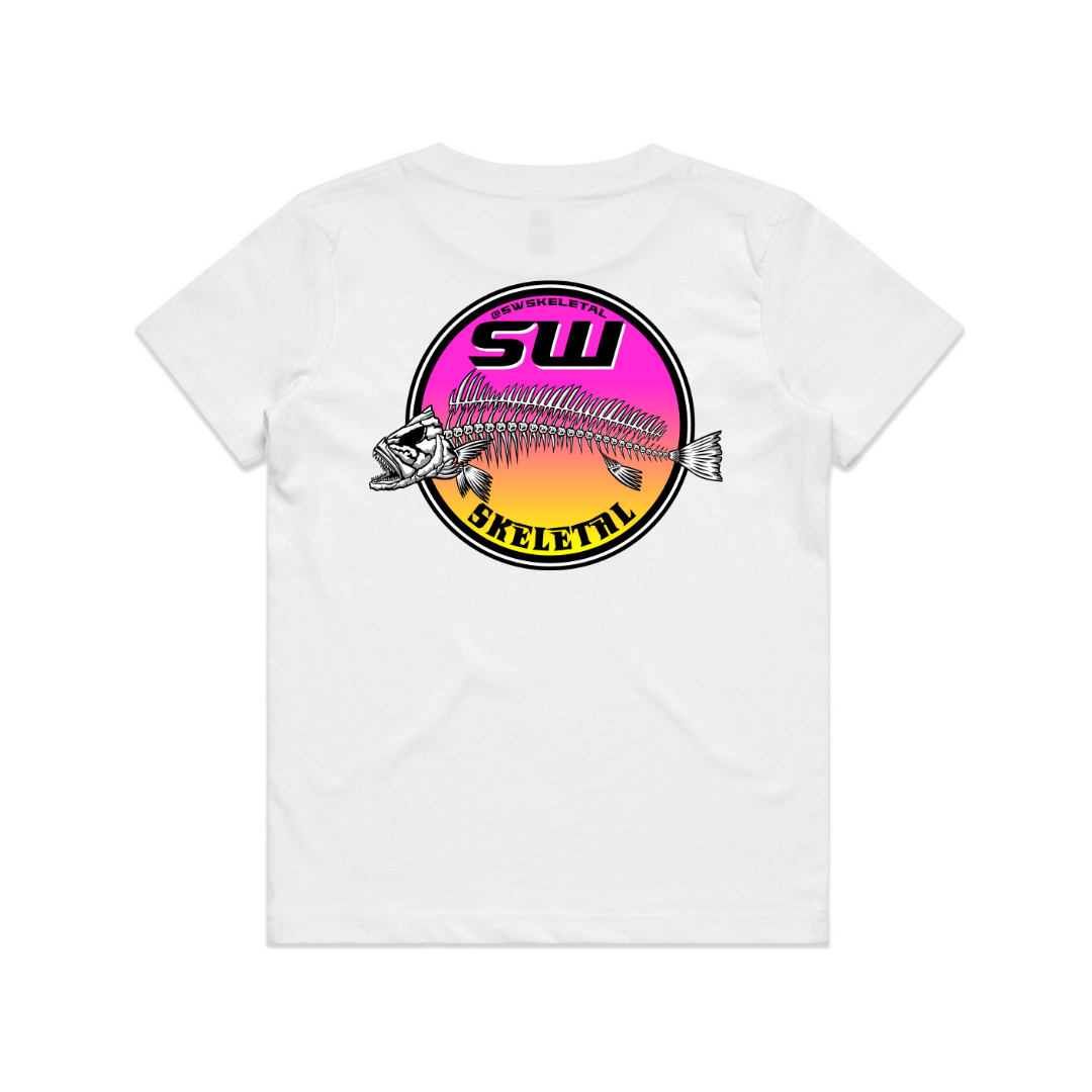 Youth White T-Shirt - Round Logo Design