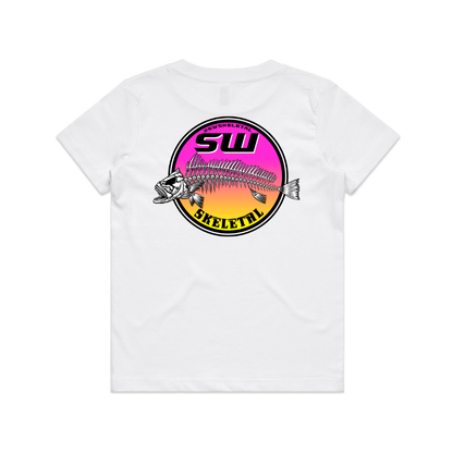 Youth White T-Shirt - Round Logo Design