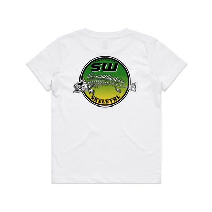 Youth White T-Shirt - Round Logo Design