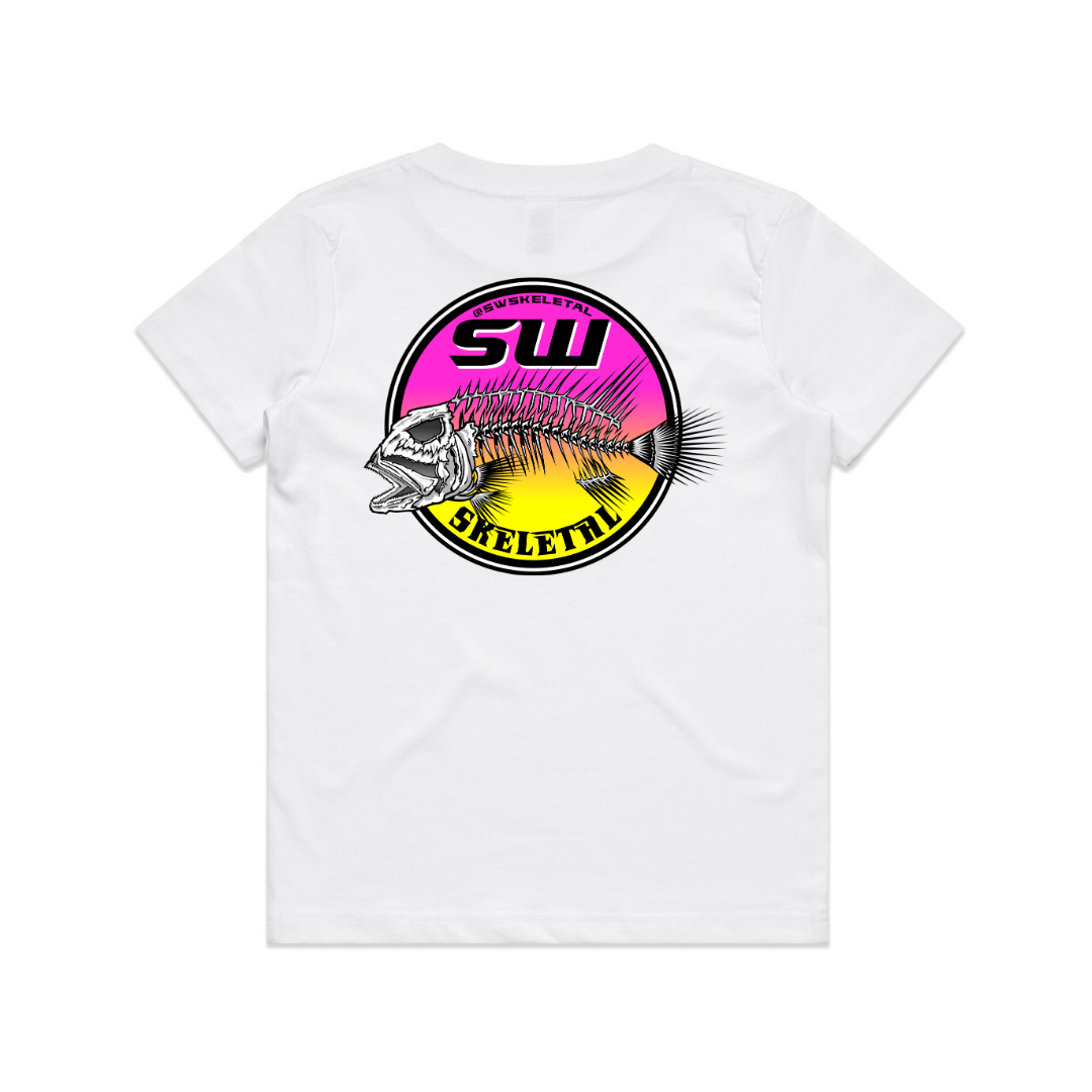 Youth White T-Shirt - Round Logo Design