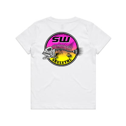 Youth White T-Shirt - Round Logo Design