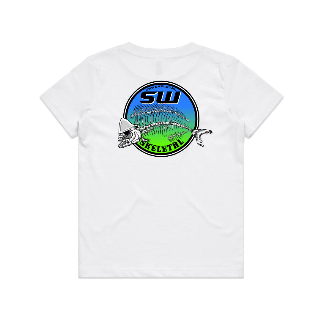 Youth White T-Shirt - Round Logo Design