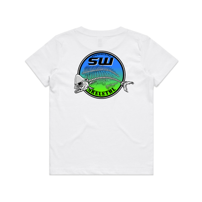 Youth White T-Shirt - Round Logo Design