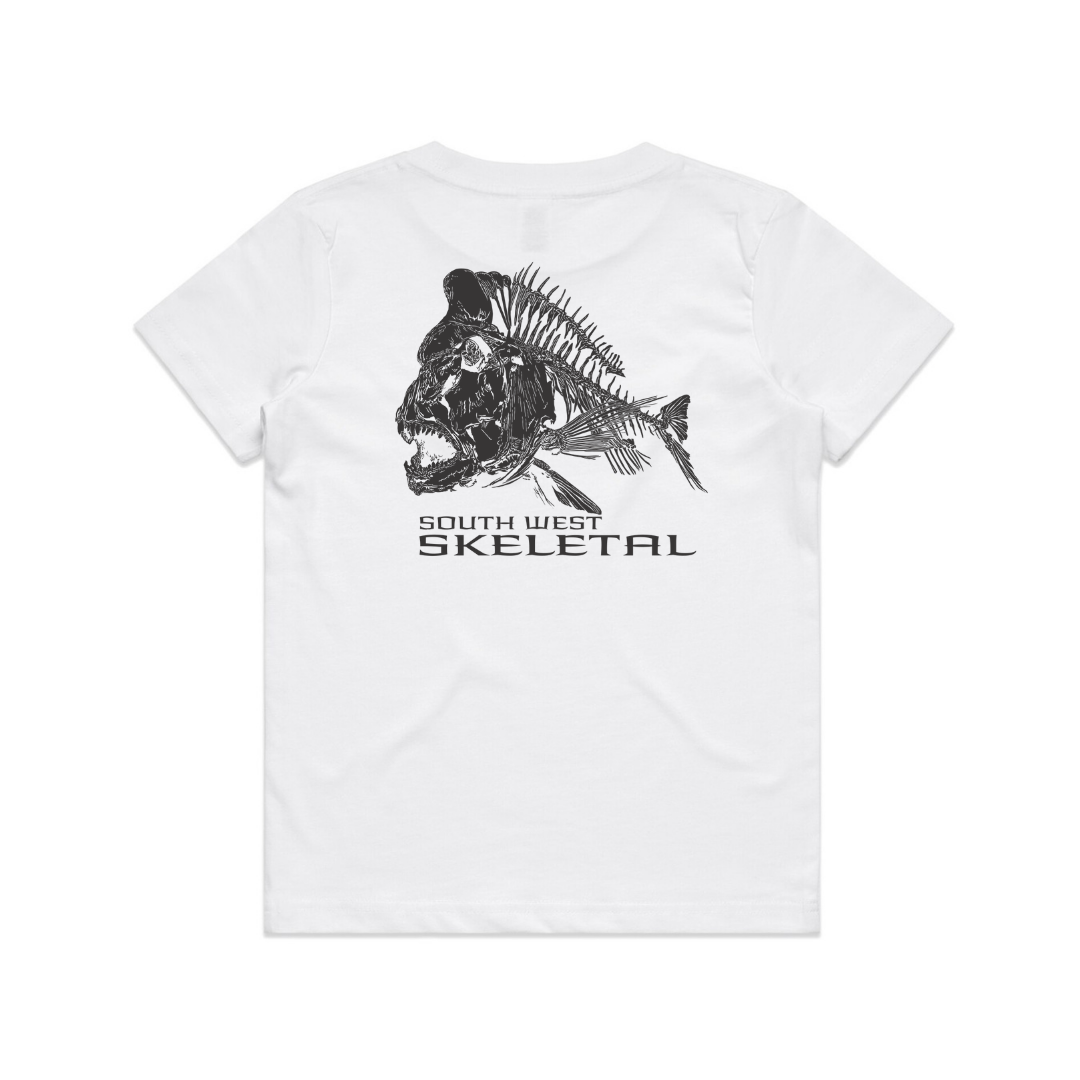 Youth White T-Shirt - Black Skeletal