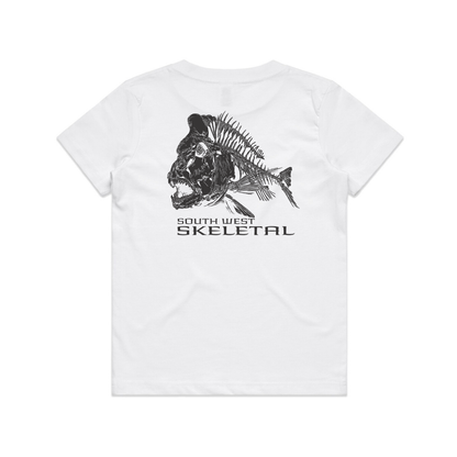 Youth White T-Shirt - Black Skeletal