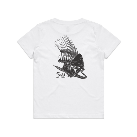 Youth White T-Shirt - Black Skeletal