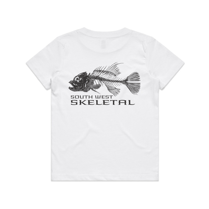 Youth White T-Shirt - Black Skeletal