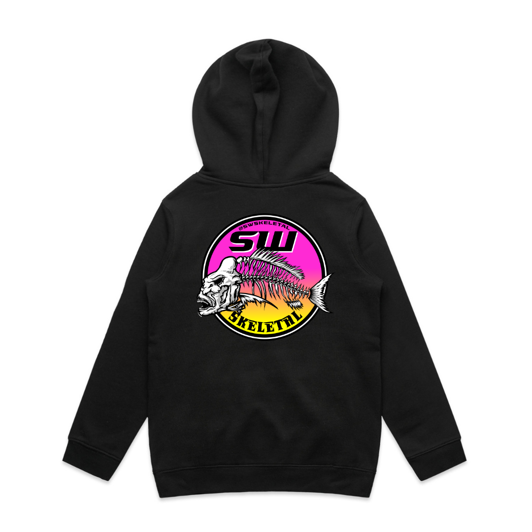 Youth Black Hoodie - Neon